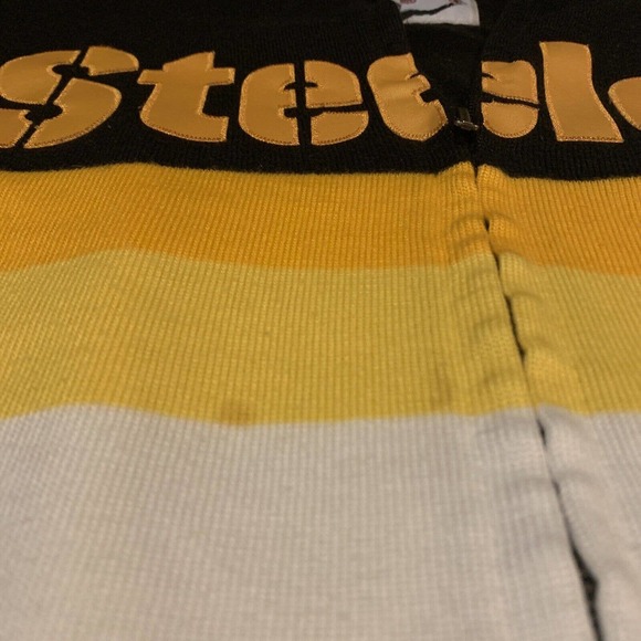 Mens Mitchell & Ness NFL Front Stripe Full Zip Sweater Pittsburgh Steelers M - Picture 2 of 11